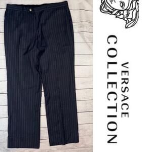 Versace Collection Men's Black Pinstripe Wool Dress Pants Sz IT 52 / US Size 36
